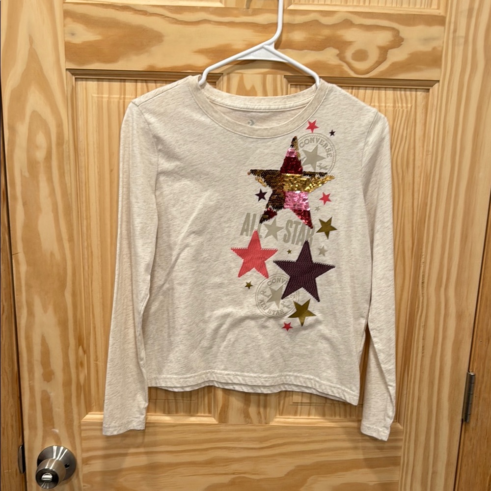 Converse Pink and Purple Long Sleeve Tee with Star Design